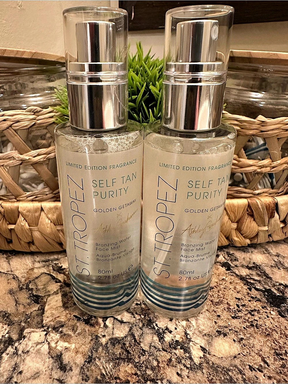2 St. Tropez Self Tan Purity Golden Getaway Bronzing Water Face Mist 80ml each
